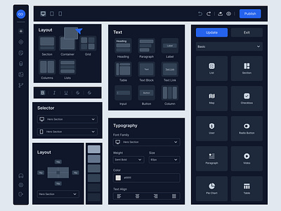 Website Builder UI Elements app branding dashboard design drag and drop builder graphic design illustration page builder page editor typography ui ui element ux web app web builder web editor web page editor web ui element website builder website builder ui