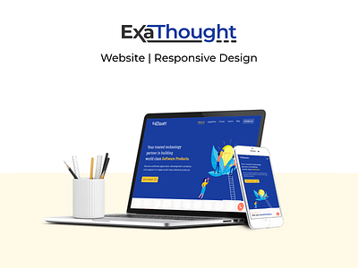 Exathought Website | Responsive design blockchain blue branding chatbot company website development home orange trust ui ui ux design ux website
