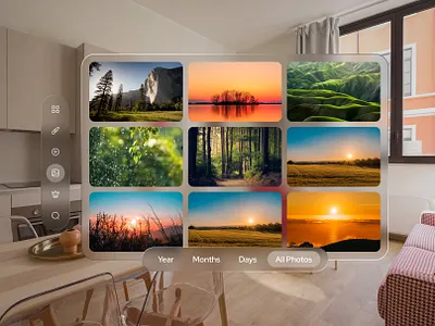 Apple vision pro 3d design 3d spatiial design app apple vision pro branding dashboard design glass morphism graphic design illustration logo spatial design typography ui ux vector vision pro web app web design