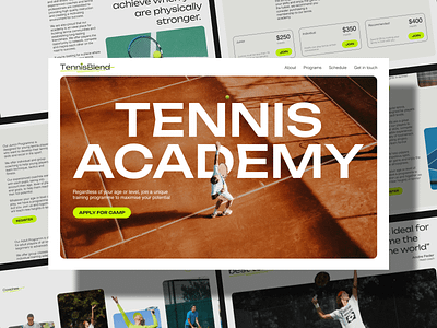 Tennis academy landing page adaptive design design figma landing page responsive design site tennis tennis academy ui ui design ux ux design uxui design visual concept web design website