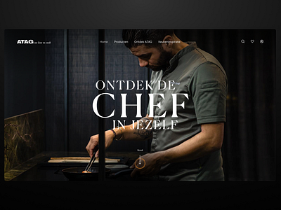 Website for a company specialized in kitchen appliances clean cooking dark design kitchen luxury minimal modern pdp ui ux web web design website