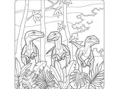 Line Art for Mobile App "Dinosaurs" coloring app coloring book dinosaurs illustration line art vector