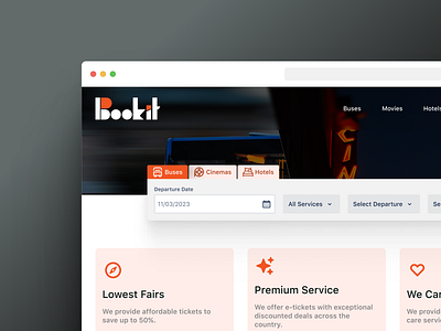 Bookit - Online Ticket Reservation Website bus cinema hotel ticket ticket reservation travel ui ux website