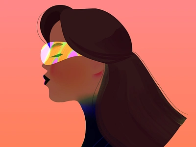 💫 colorful futuristic girl glasses headset illustration orange portrait red visionpro vr woman