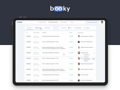 Booky - list of my reservations color design reservation app ui ux uxui web web app