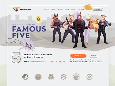 LANDING PAGE FOR CRYPTO TOKEN SALE | Ninen bitcoin creative crypto design desktop dogs finance graphic design illustration landing logo rambo and bruce lee token ui ux web