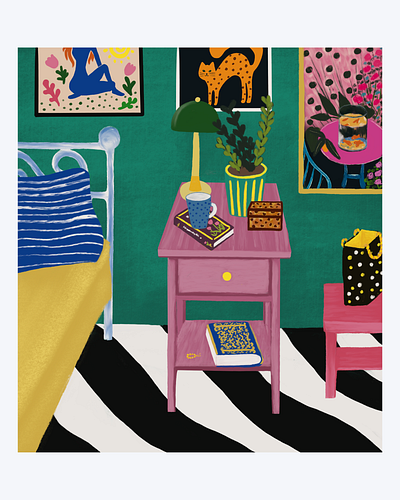 Matisse in my room colorful digital art digital illustration eclectic illustration room illustration