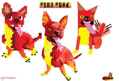 Pyro Punk - Character in different Styles! adobe character digital art dog dog art graphic design illustration illustrator pixel poly shape stylised