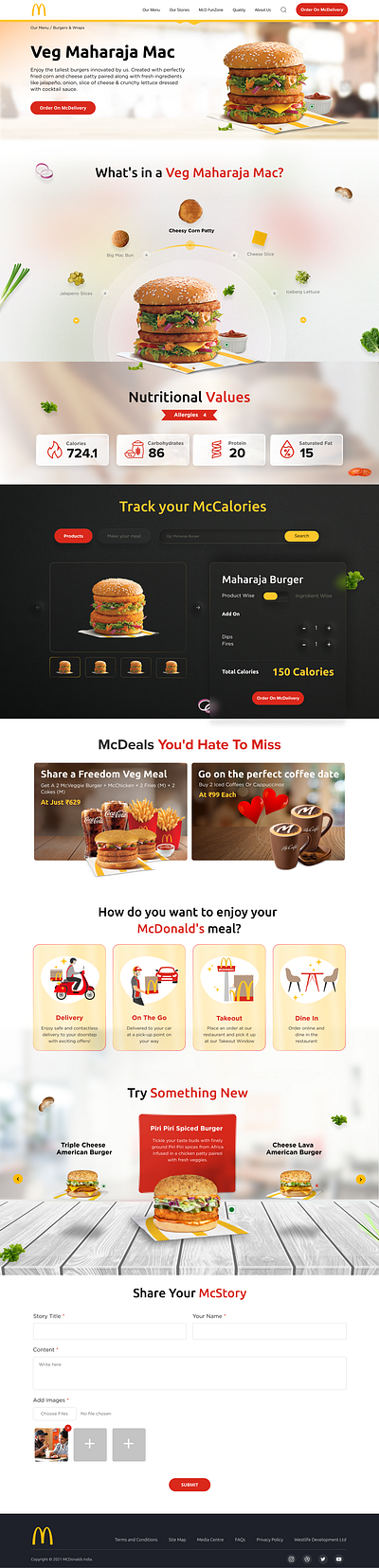 Product Page of Mcdonalds design ui ux