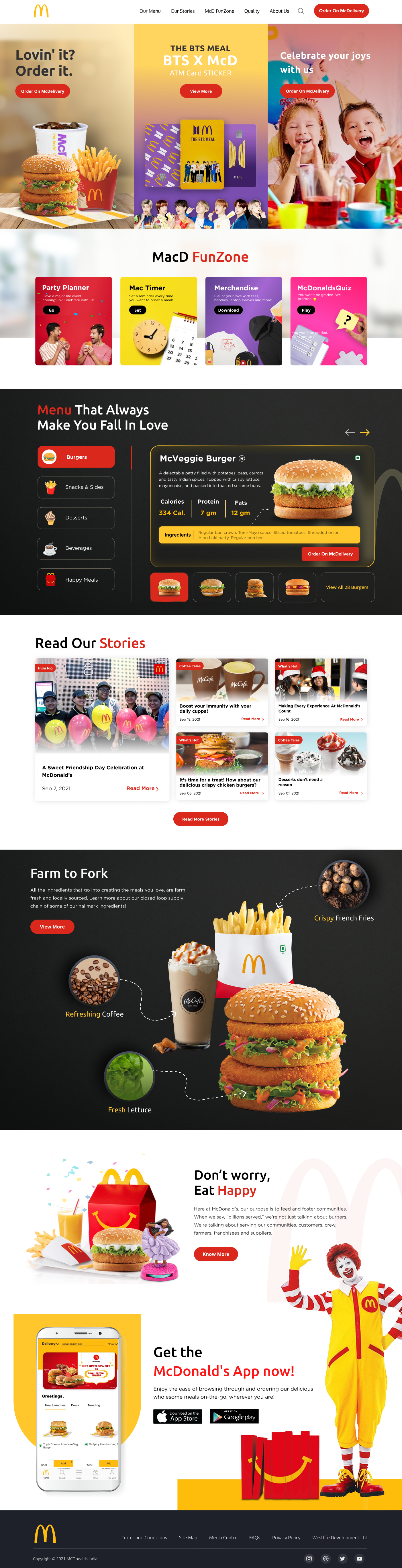 Homepage of Mcdonalds design illustration ui ux