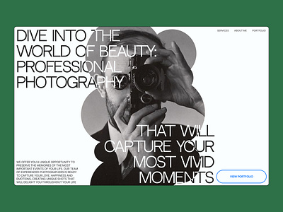 The first screen for photgraph design ui web design