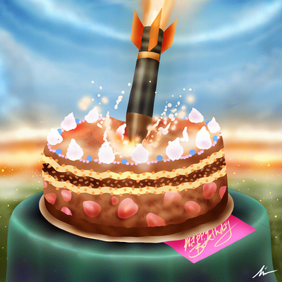 "War cake" airbrush art birthday cake color pencil design digital painting draw dream graphic design illustration missile peace press art protest war water ink