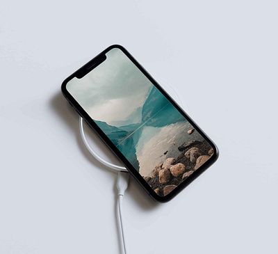 Free Phone on Wireless Charger Mockup (PSD) app design app mockup free download free mockup freebie mobile mobile mockup mockup design wallpaper mockup