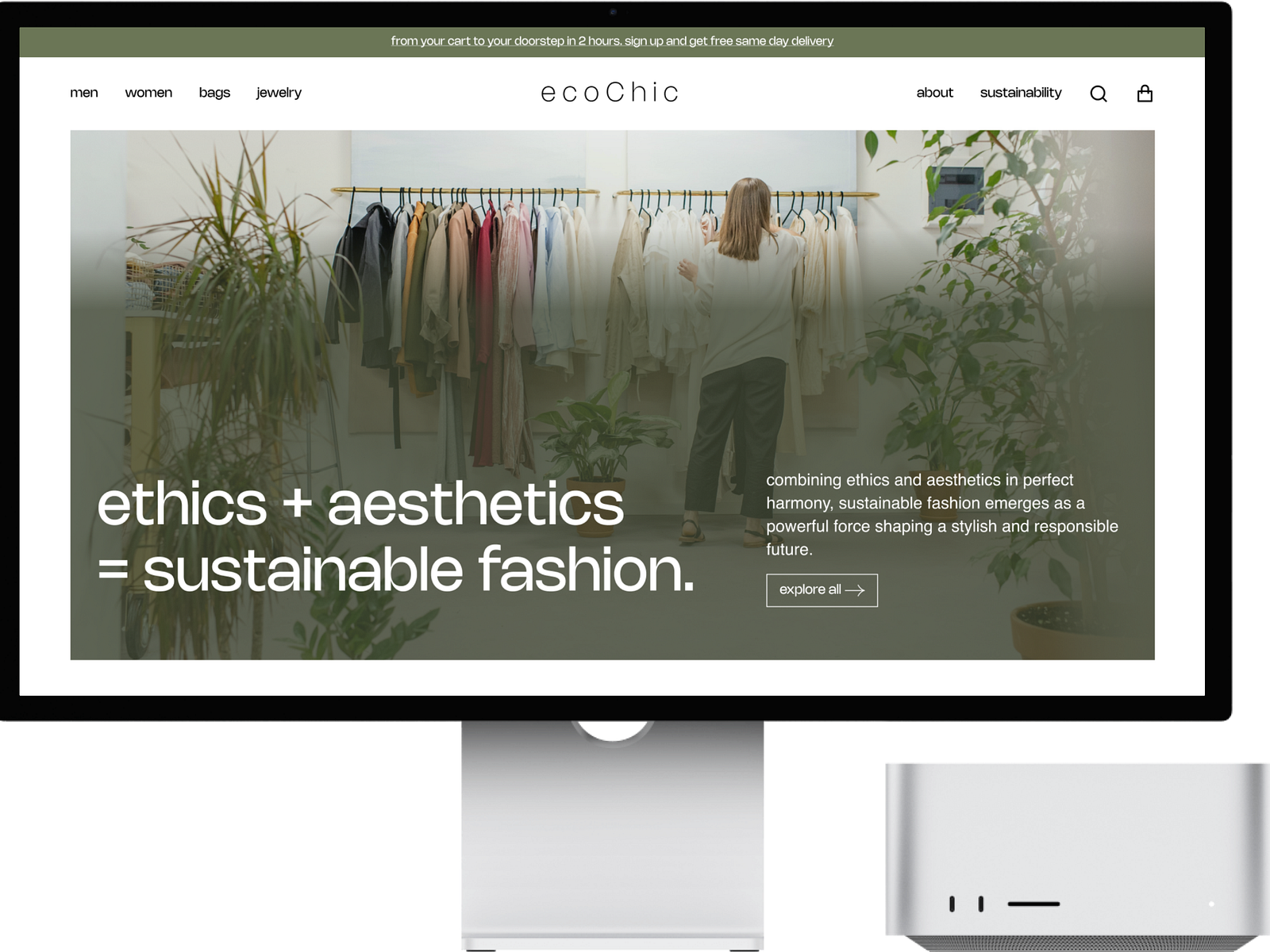 ecoChic sustainable fashion brand website by Oluyomi Flourish on Dribbble