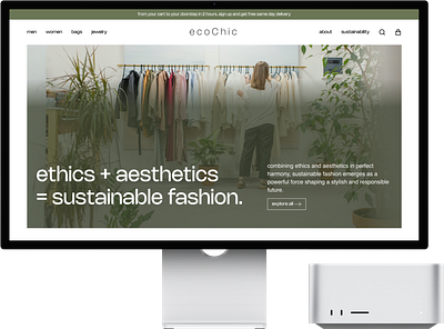 ecoChic: sustainable fashion brand website e commerce eco friendly fashion gradient sustainable ui web design website design