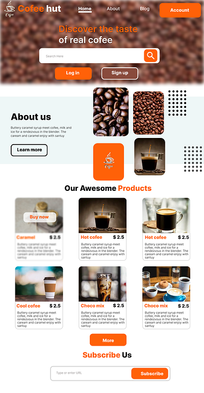 Cofee hut web design appdesign branding design graphic design ui uiux uiux design web design