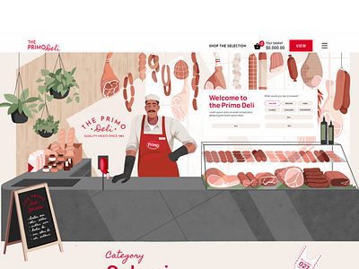 Primo Deli Landing Page Illustrations animated landing page character design digital assets digital illustration illustration landing page landing page illustration