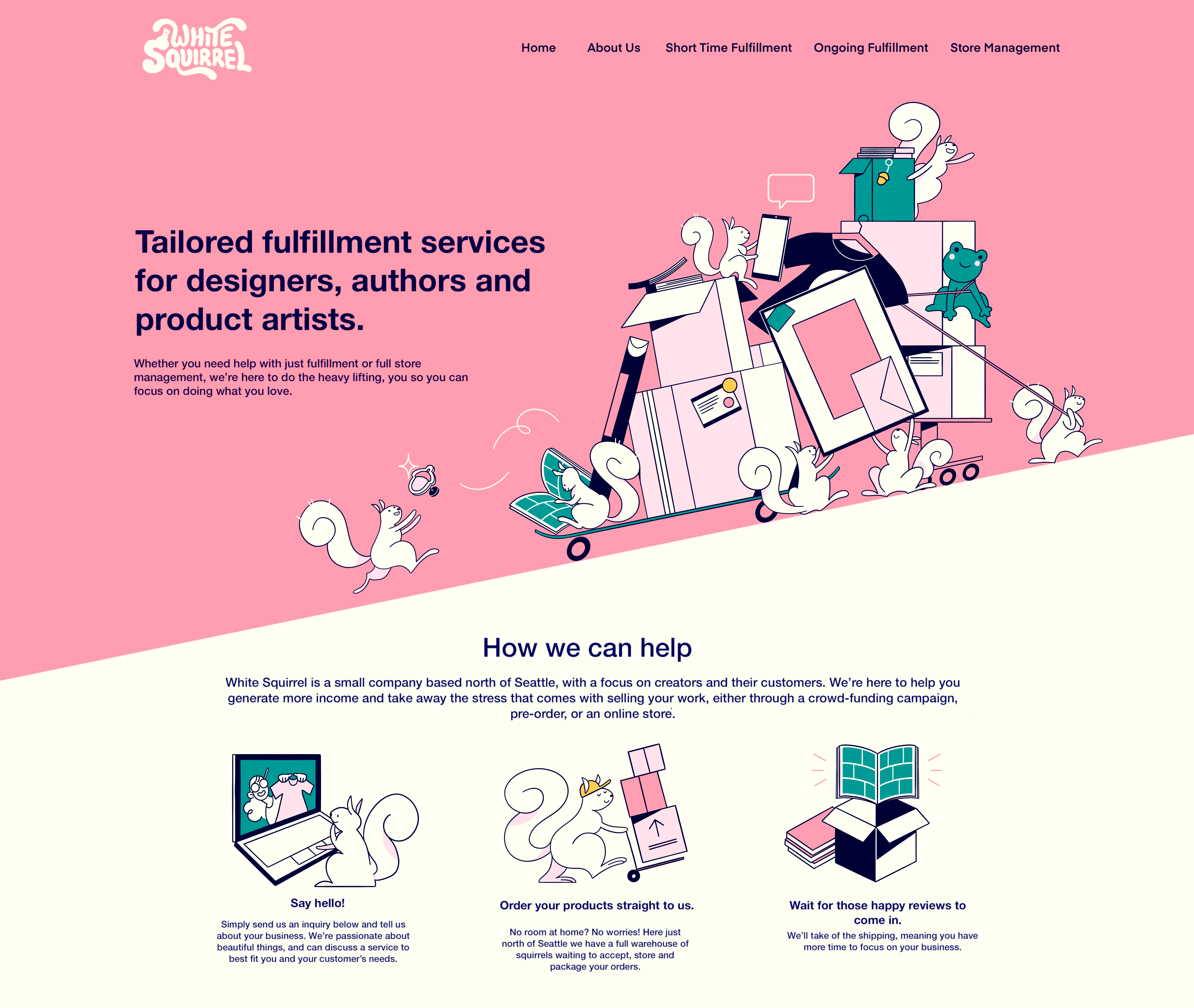 White Squirrel Landing Page Design branding design character design digital illustration illustrated landing page illustration illustrator landing page landing page design logo