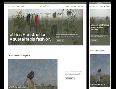 ecoChic: sustainable fashion brand website eco friendly ecommerce fashion gradient sustainable ui web design website design
