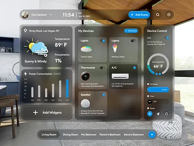 Smarthome Spatial UI app apple vision dashboard design device control glassmorphic home house iot smart smart device smart home smart house smarthome spatial spatial ui ui ux vision os vision pro