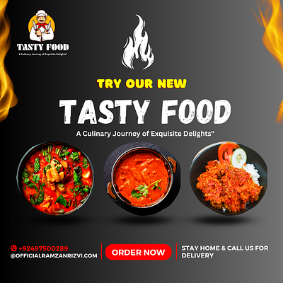 TASTY FOOD branding design graphic design illustration logo social media post typography ui ux vector