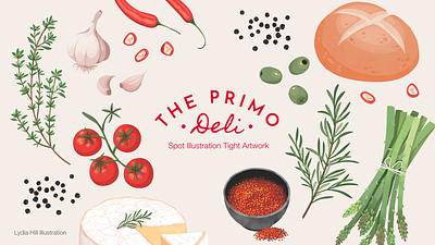 Primo Deli Food Spot Illustrations digital digital illustration editorial illustration food illustrations illustration illustrator landing page illustration spot illustrations