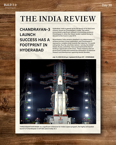 Chandrayan-3 Launch newspaper chandrayan 3 design figma india moon newspaper ui ux