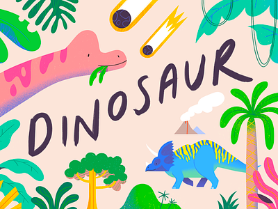 Dinosaur Title Card character design digital illustration dinosaur dinsoaurs hand lettering illustration title card