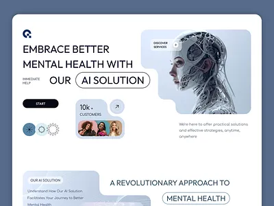 AI Mental Health ai design hero home page illustration landing landing artificial intelligence landing page design mental health psycology ui ui design uxui web website website design