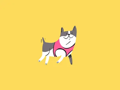 French Bulldog lllustration branding character design digital illustration dog editorial illustration french bulldog illustration pet pink walking dog yellow