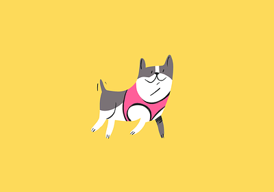 French Bulldog lllustration branding character design digital illustration dog editorial illustration french bulldog illustration pet pink walking dog yellow