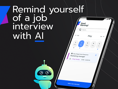 APP_reminder of a job interview with AI app artificial intelligence design design concept design project freelance job project reminder ui ux