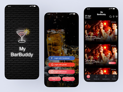 MyBarBuddy App bar app graphic design happy hour app ui ui design uiux ux ux design