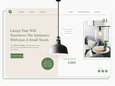 Raven Lamps I Landing Page border brutalism clean design e commerce lamp landing page laptop minimal minimalist natural pastel responsive shop soft stroke ui ux web web design