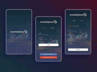 MarketPlace App UI login register