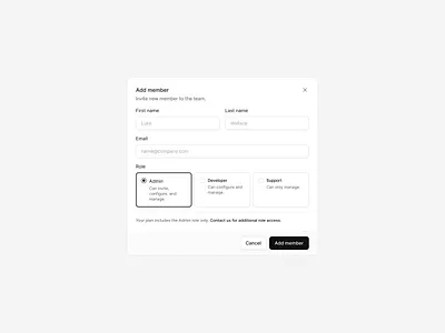 Add member add member minimalist modal product design saas saas design ui ux