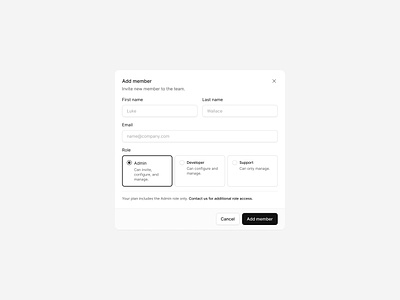 Add member add member minimalist modal product design saas saas design ui ux