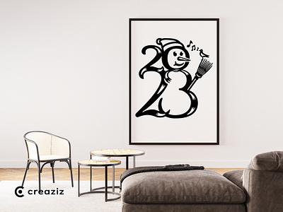snowman 2023 2023 apparel bird character design creaziz design drawing graphic design home decor illustration snowman stylish winter