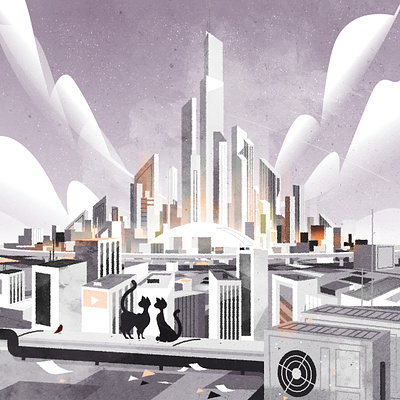 Kitty City! city design illustration illustrator minimalist texture vector