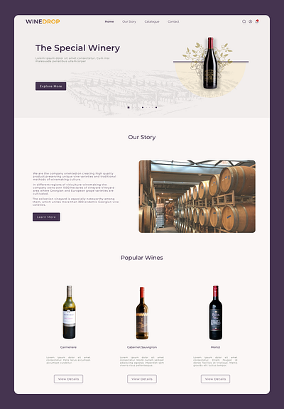 Winedrop design desktop product design ui ux webdesign wine winery