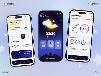 Sleep Tracker App android animation branding dashboard design desire agency graphic design illustration ios logo mobile motion motion graphics notifications sleep task timer track ui