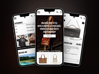Redesign of the mobile version of the online store bag bag store branding creative design e commerce fashion illustration italy landing page logo mobile design redesign rome store typography ui ux webdesign
