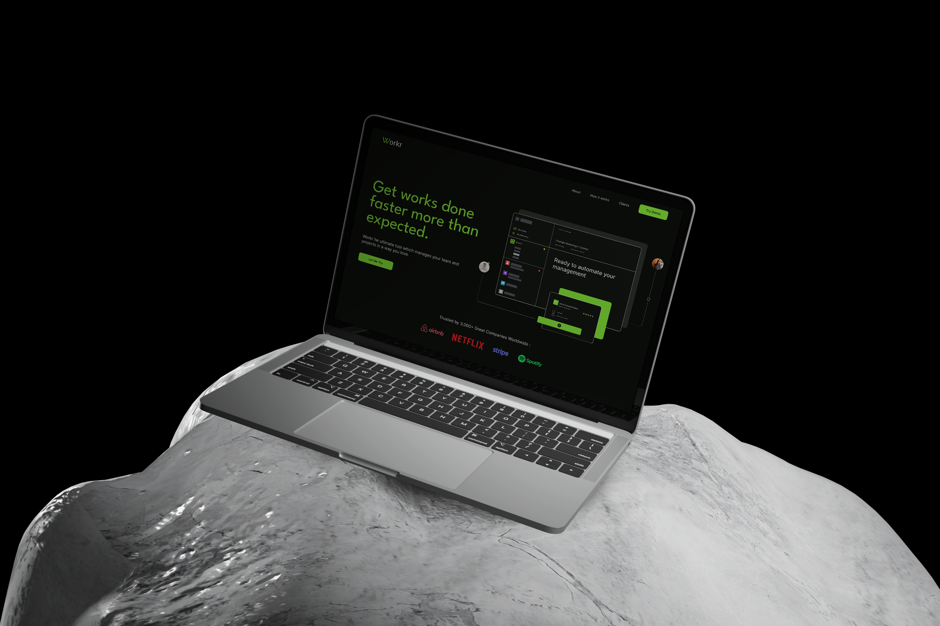 SAAS Landing Page UI | Web app UI above the fold automation clean design colors creative landing page dark theme dashboard hero section landing page minimal design minimalist design onboarding experience prototyping saas saas landing page scheduling task management ui web app website design