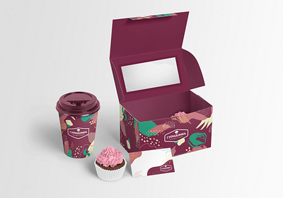 Package design box cafe cup graphic design