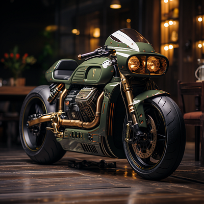 Cafe Racer Futurist 3d design illustration