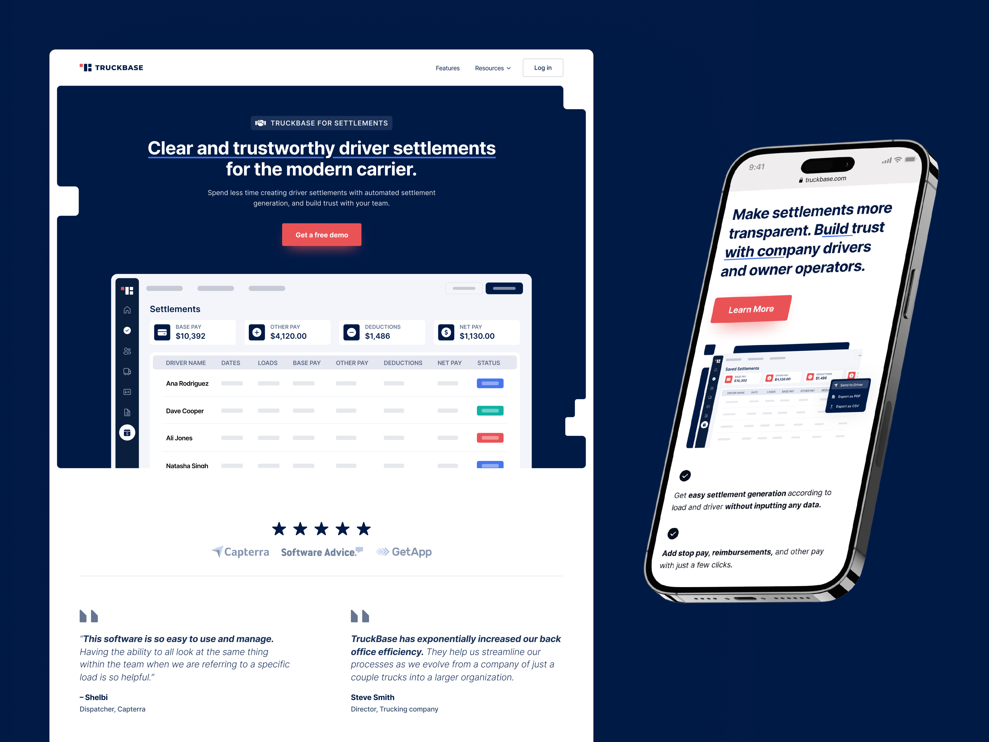 Truckbase.com: SaaS Website Revamp (Live) conversion rate optimisation landing page design marketing website responsive saas saas app saas homepage saas website truckbase trucking software web design webflow website website design website revamp