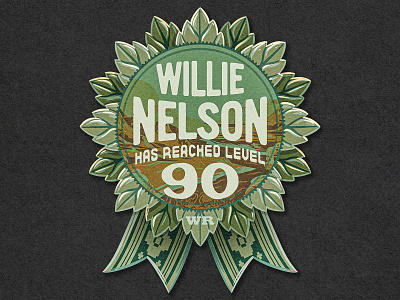 Willie Nelson 90th Birthday 2d badge cannabis digital painting illustration ipad pro marijuana pot procreate retro ribbon type typography weed willie nelson