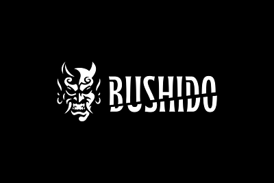 Bushido Logo Design branding demon design devil illustration japanese logo mascot mascot logo mask oni oni mask