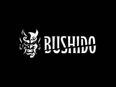 Bushido Logo Design branding demon design devil illustration japanese logo mascot mascot logo mask oni oni mask