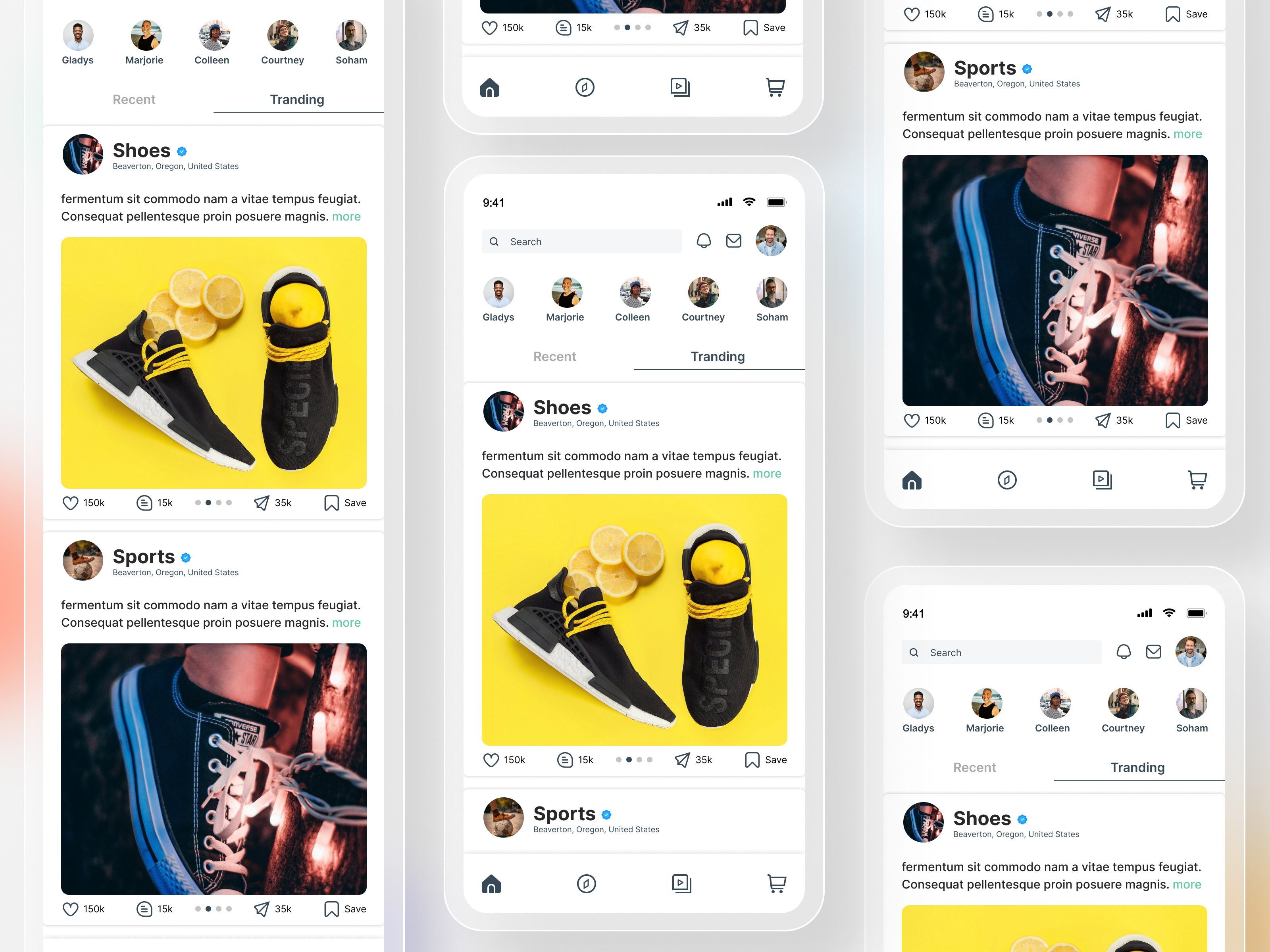 Newsfeed social app design on Figma android app app design app interface dashboard design interface interface design iso app landing page social media app software ui ui design uiux ux ux design uxui webpage website design wireframe
